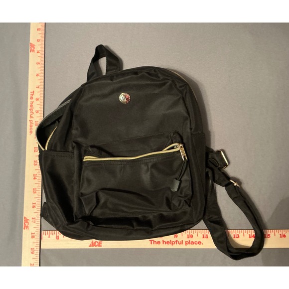 Stone Mountain Handbags - Stone Mountain Black Nylon Mini Backpack Convertible Sling Bag Gold Hardware